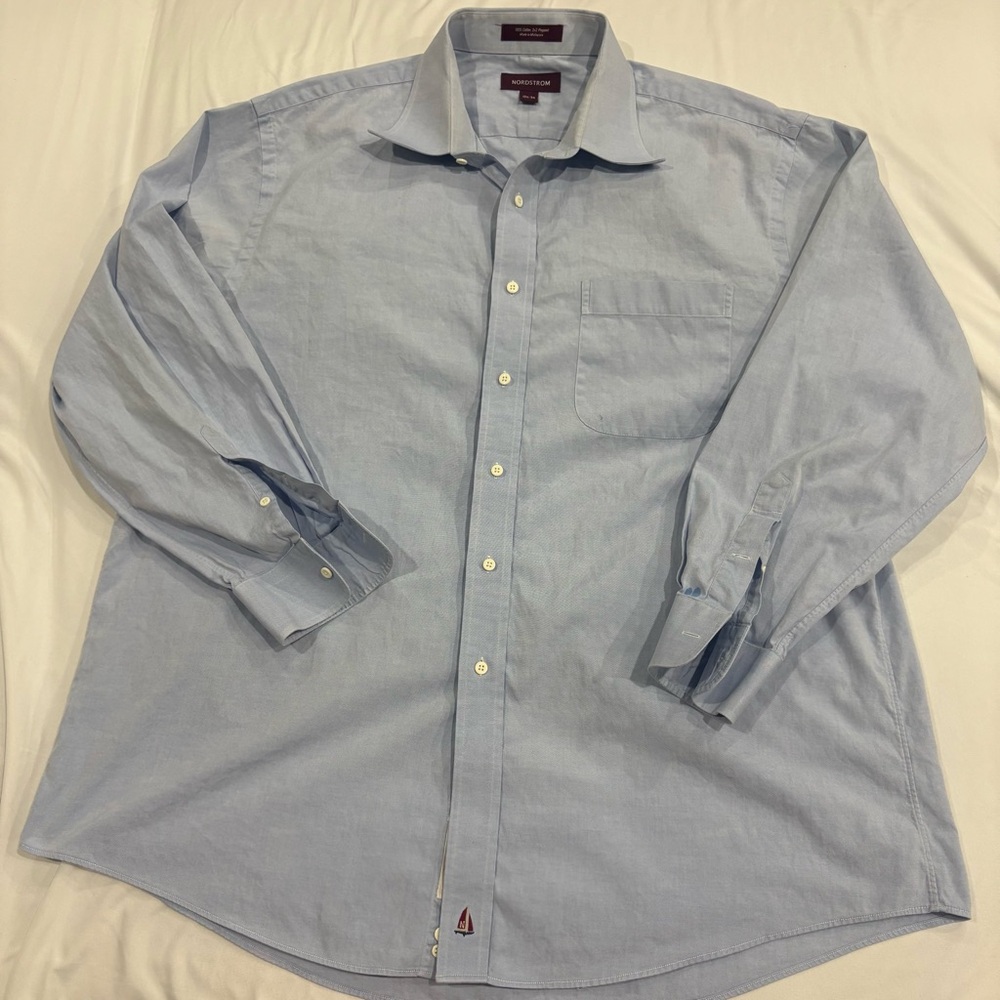 Nordstrom Light Blue Men's Dress Shirt - Solid Oxford